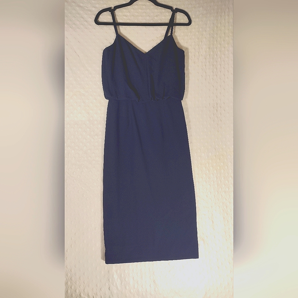Dress The Population Alondra Blouson Sheath Dress in Midnight Blue Size Small